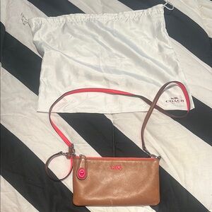 Coach Brown and Pink Crossbody Bag with dust bag